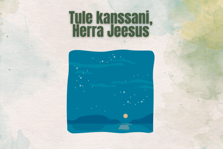 Tule kanssani Herra Jeesus: kuorojen yhteiskonsertti kirkossa klo 18 Maalattu yömaisema vihertävällä pohjalla